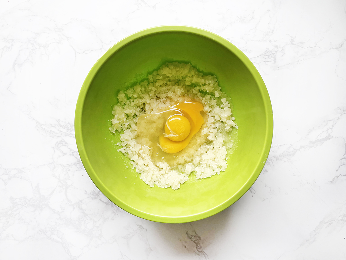 Wet ingredients in a bowl for muffins.